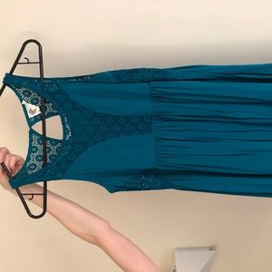 Lilka (Anthropologie) teal lace cutout sundress